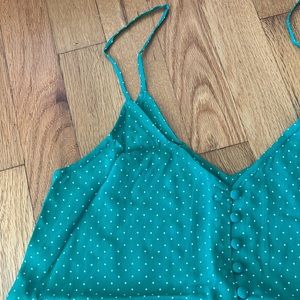 Top Shop Button Up Polka Dot V Neck Tank Blouse